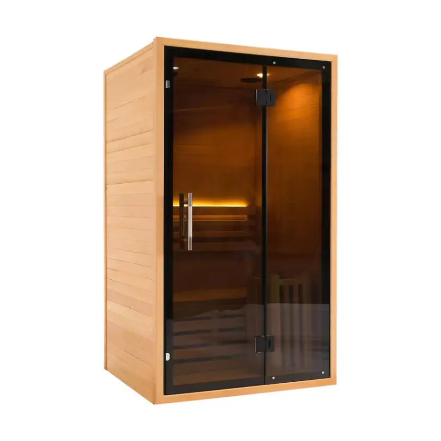 Tinted Glass Indoor Canadian Hemlock/red Cedar 1 Person Wooden Steam Sauna Room — image 5