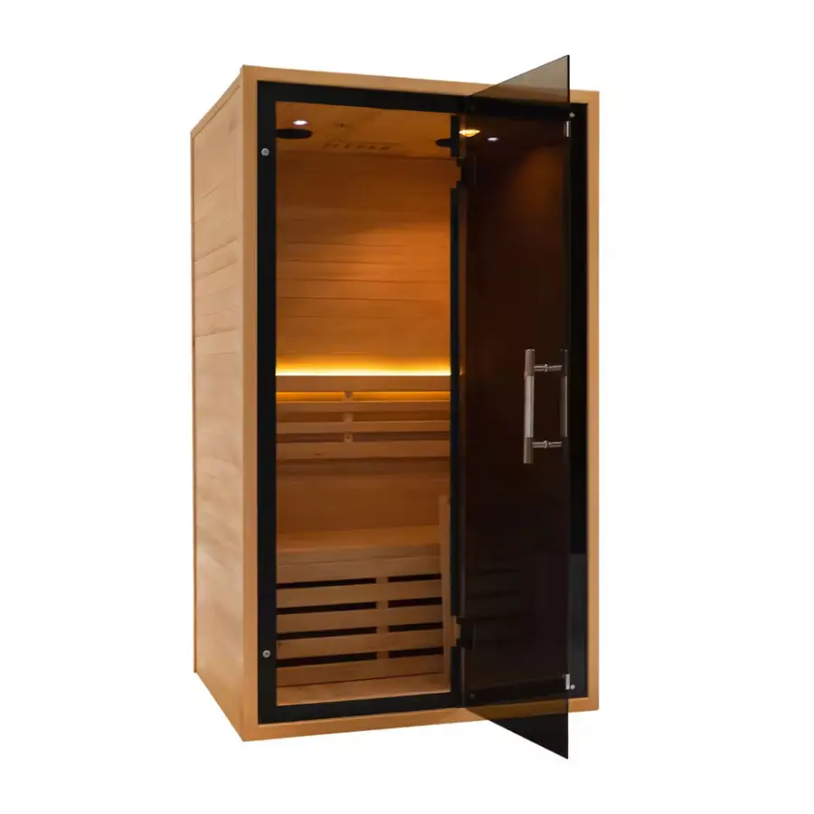 Tinted Glass Indoor Canadian Hemlock/red Cedar 1 Person Wooden Steam Sauna Room — image 6