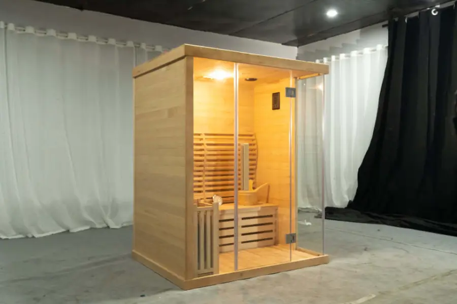 Traditional 3 Person Size Indoor Wet Steam Sauna Room With Jade Stone on Wall — view 4