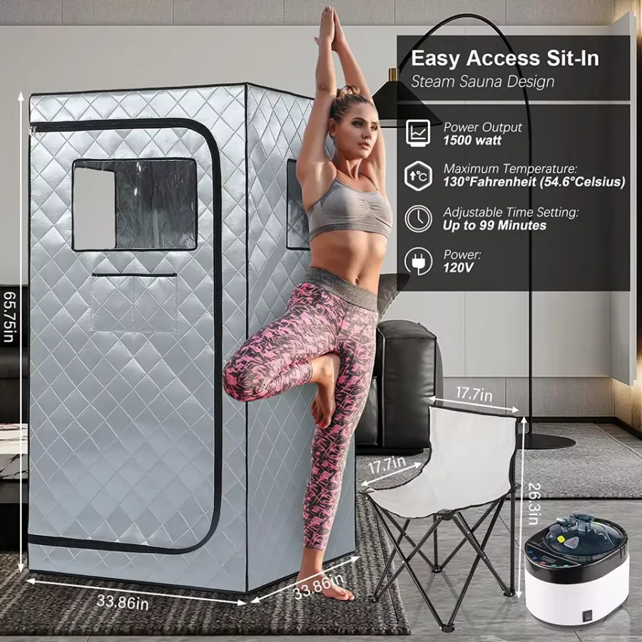 Smartmak 1 Person Portable Steam Sauna Foldable Wet Mini Sauna with 4L Steam Generator — image 3