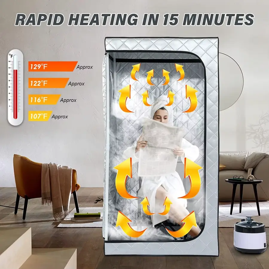 Smartmak 1 Person Portable Steam Sauna Foldable Wet Mini Sauna with 4L Steam Generator — image 5