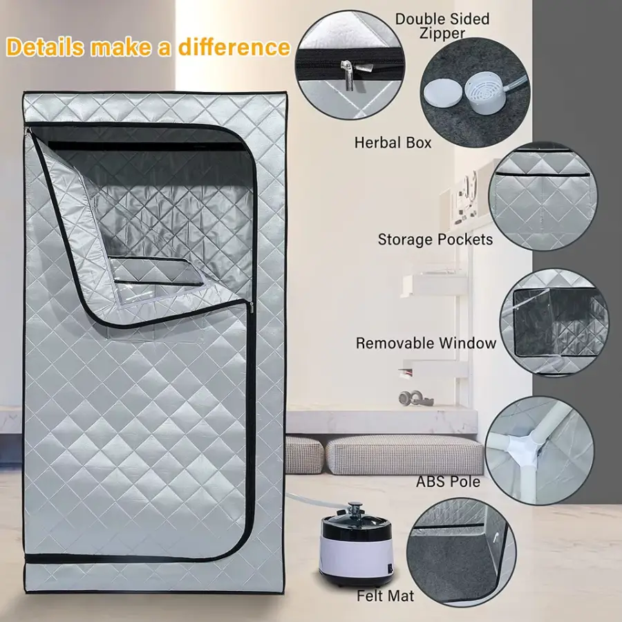 Smartmak 1 Person Portable Steam Sauna Foldable Wet Mini Sauna with 4L Steam Generator — image 6
