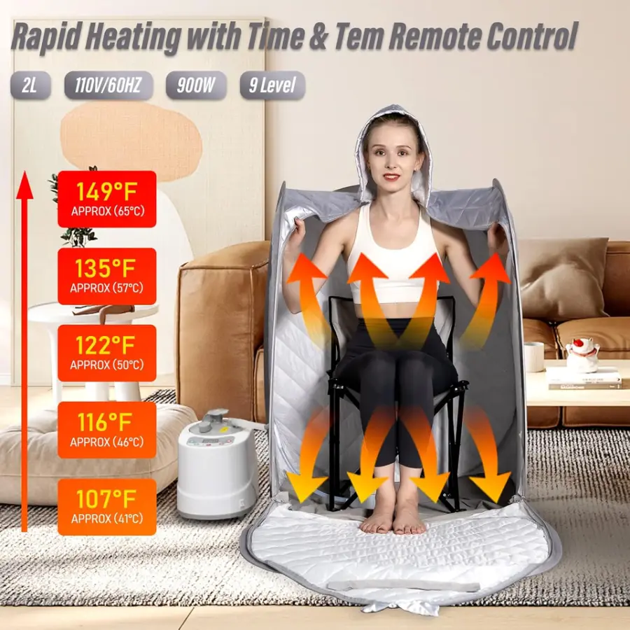Portable 1 Person Full Size Steam Sauna Tent Lightweight Folding Sauna Box for Home Spa — image 4