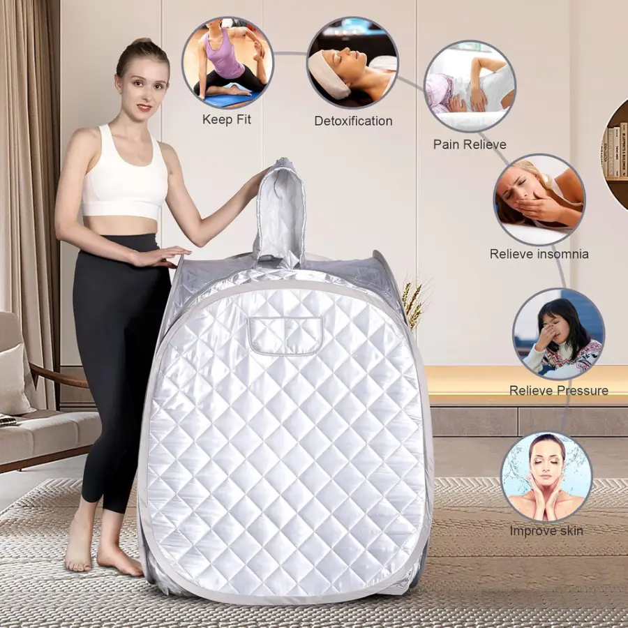 Portable 1 Person Full Size Steam Sauna Tent Lightweight Folding Sauna Box for Home Spa — image 6