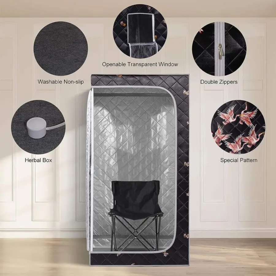 Full Body Home Steam Sauna Set Spa Portable Sauna Large Foldable Steam Sauna for 1 Person Size — view 3