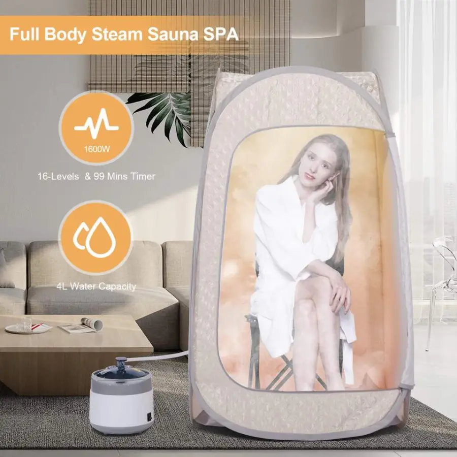 Portable Modern Steam Sauna Tent with Computer Control Panel Full Body 1 Person Size Home Sauna — view 3