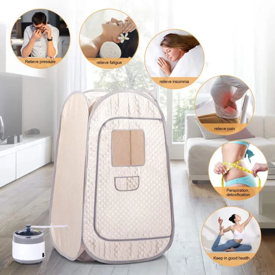 Portable Modern Steam Sauna Tent with Computer Control Panel Full Body 1 Person Size Home Sauna — view 5