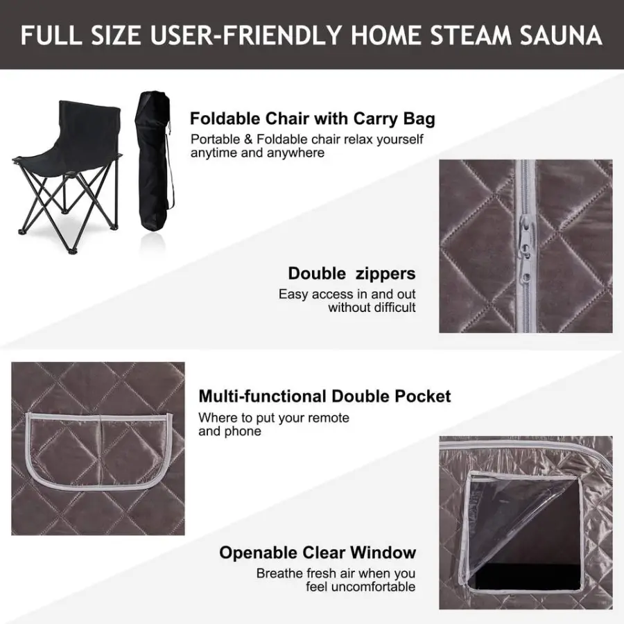 Modern Portable Computer Control Panel Steam Sauna Tent with Steamer for Indoor Use — image 3