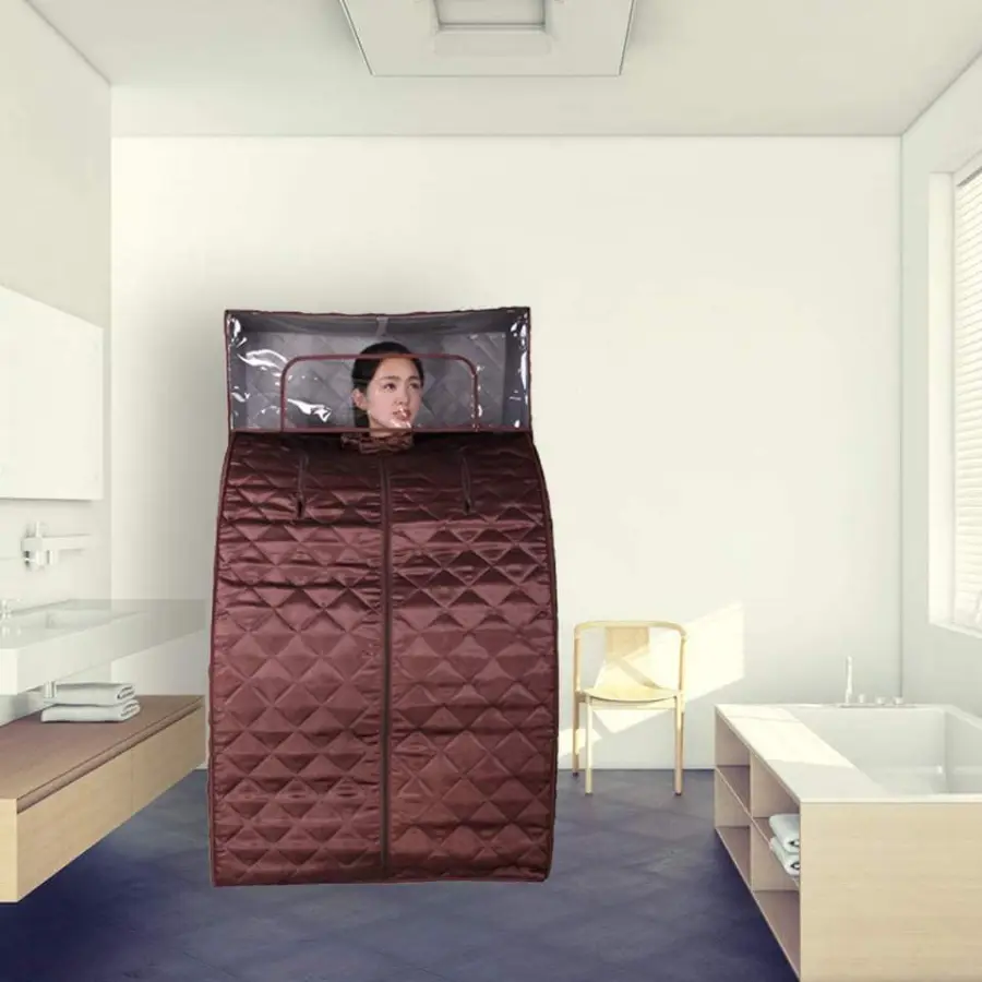 Full Size Portable Steam Sauna Personal Home Spa 2 Liter Steamer With Foldable Chair — image 3