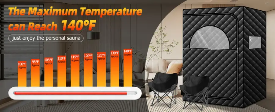 2 People Foldable Standing Sauna Tent Full Body Red Light Far Infrared Sauna for Home Use — image 6