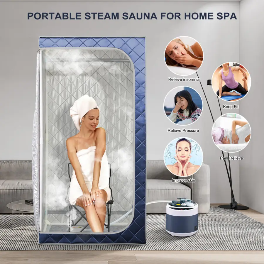 Modern Electric 110V/220V Full Size Portable Steam Sauna for Home 1600W with 4L Large Capacity Wet Steam Generator — image 4
