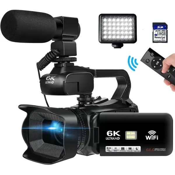 4K Camcorder Youtube Digital Video Camera for Live Stream WiFi Webcam 18X 64MP Digital Camera Vlog Recorder 4 Inch Rotate Screen