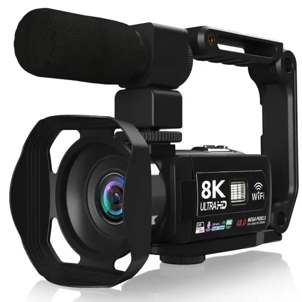 8K Professional Camcorder WIFI Digital Video Camera for Youtube Streaming Vlog Recorder 16X Time-Lapse Webcam Stabilizer Camera