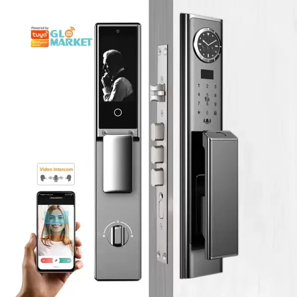 Glomarket Tuya Fully Automatic Digital Lock Wifi Camera 3d Face Recognition Biometric Fingerprint Smart Door Lock