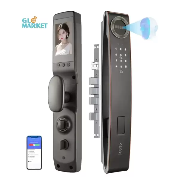 Glomarket New 3d Face Recognition Fingerprint Digital App Remotely Fingerprint Unlocked Smart Lock With Camera