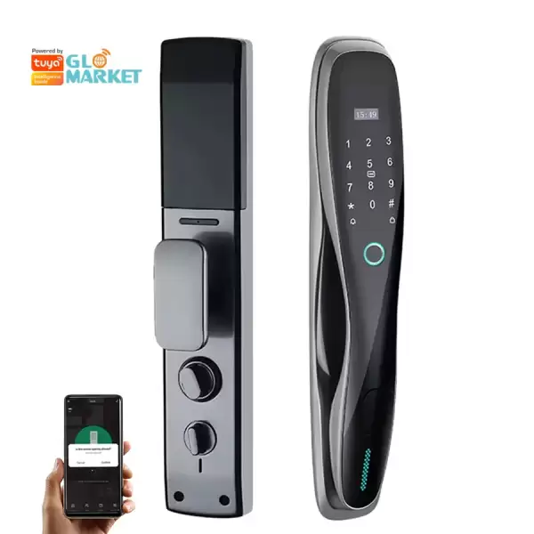 Glomarket Tuya Door Lock Smart Fingerprint Password Card Key Unlock Biometric Door Lock
