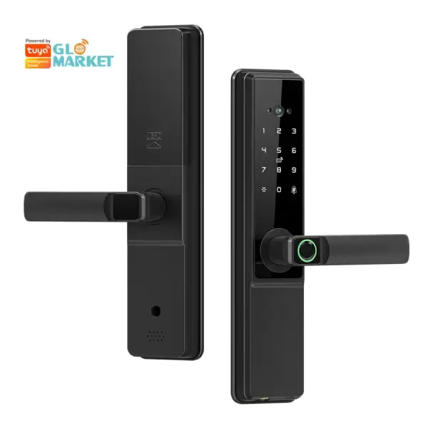 Glomarket Digital Handle Tuya App Smart Home Lock Keyless Entry Electronic Fingerprint Smart Door Lock With Cat Eye
