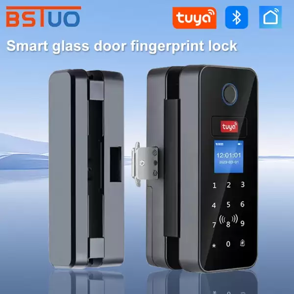 Double Hook Smart Glass Door Lock Glass Sliding Door Tuya App Biometric Fingerprint Lock Bluetooth IC Card Electronic Digital
