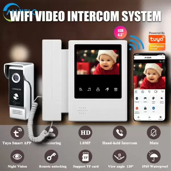 Tuya Smart 4.3 Inch LCD Intercom Video Doorbell Camera 1.0MP For Home Surveillance Video Doorphone Waterproof IR Night Vision