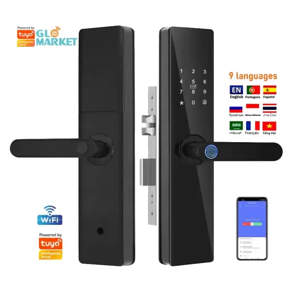 Glomarket Smart Lock Wifi Tuya App Control Fingerprint Electronic Digital Touch Screen Keypad Code Key Smart Door Lock