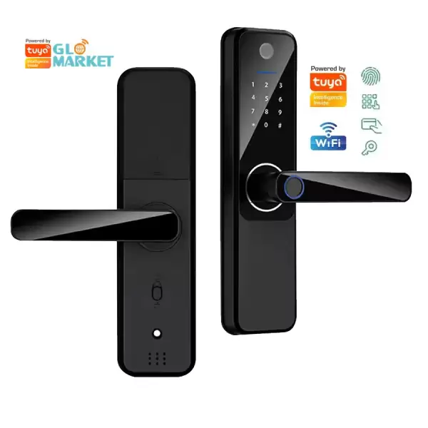 Glomarket Wifi Biometric Electronic Tuya App Remote Smart Lock Smart Fingerprint Door Lock With Cat Eye