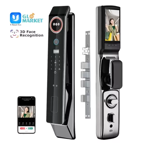 Glomarket Factory Price Wifi App Smart Door Lock With Face Recognition Biometric Fingerprint Cerradura Support Intercom Function