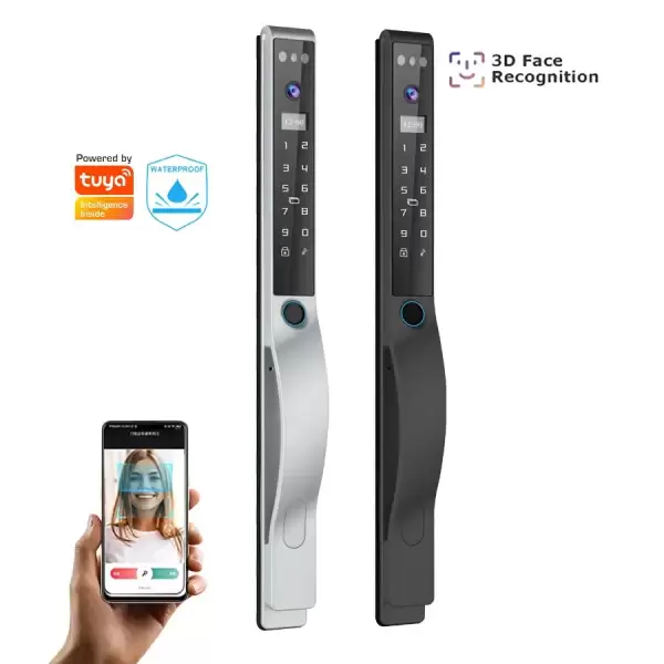 Glomarket Waterproof 3D Face Recognition Aluminum Sliding Door Lock Electric Fingerprint Password Tuya Wifi Smart Lock