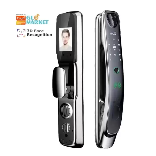 Glomarket Smart Tuya Wifi Door Lock Built-in Camera Work with App Cat Eye Fingerprint Password Security Door Lock