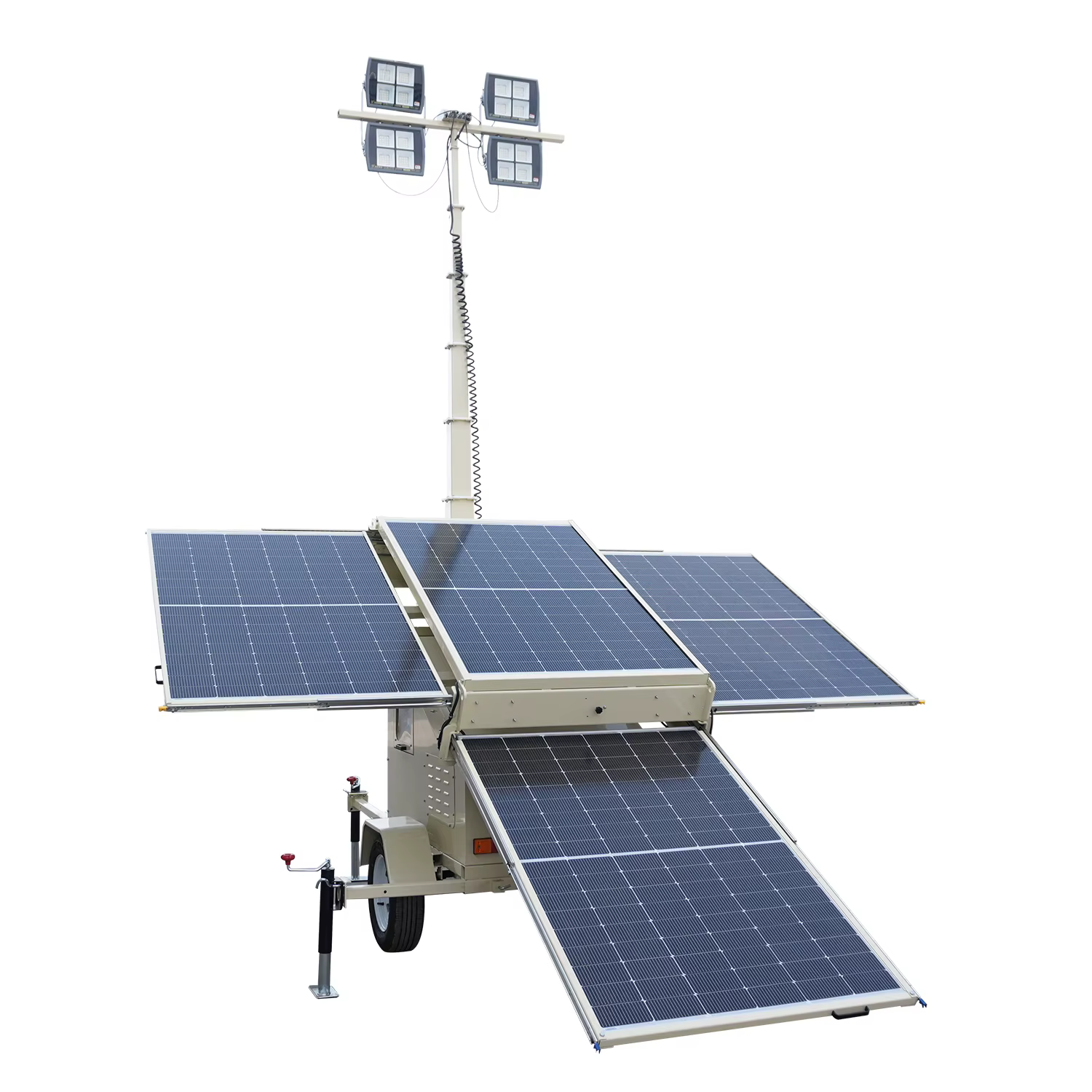 Large Portable Solar Light Tower with 4 Adjustable LED Lights