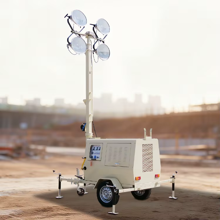 9m Hydraulic Lighting Tower Diesel Generator Engine Portable Metal Halide Lamp Light Tower