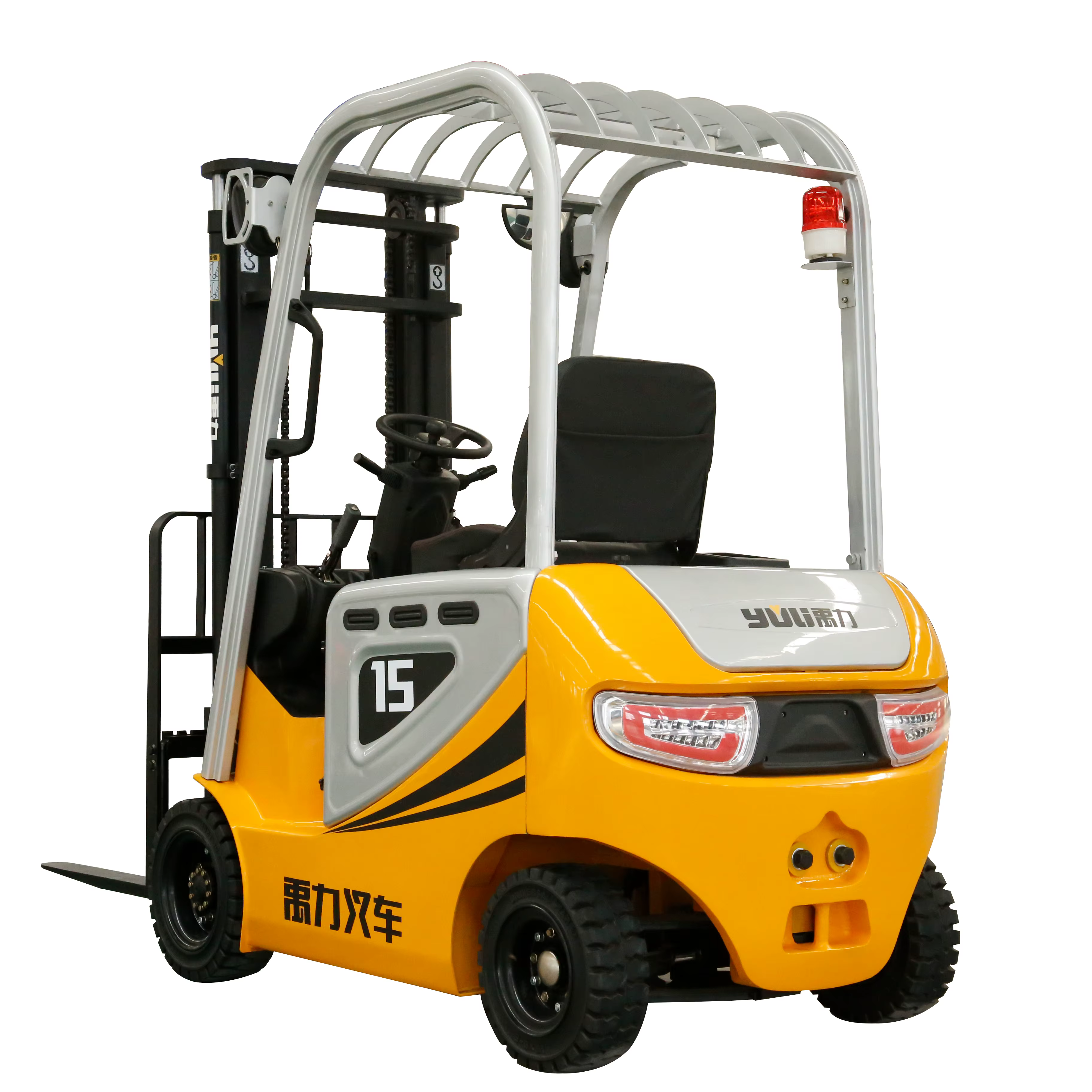 1.5 Ton 4 Wheel Electric Forklift Truck with 4500mm 3-Stage Free Lift Mast