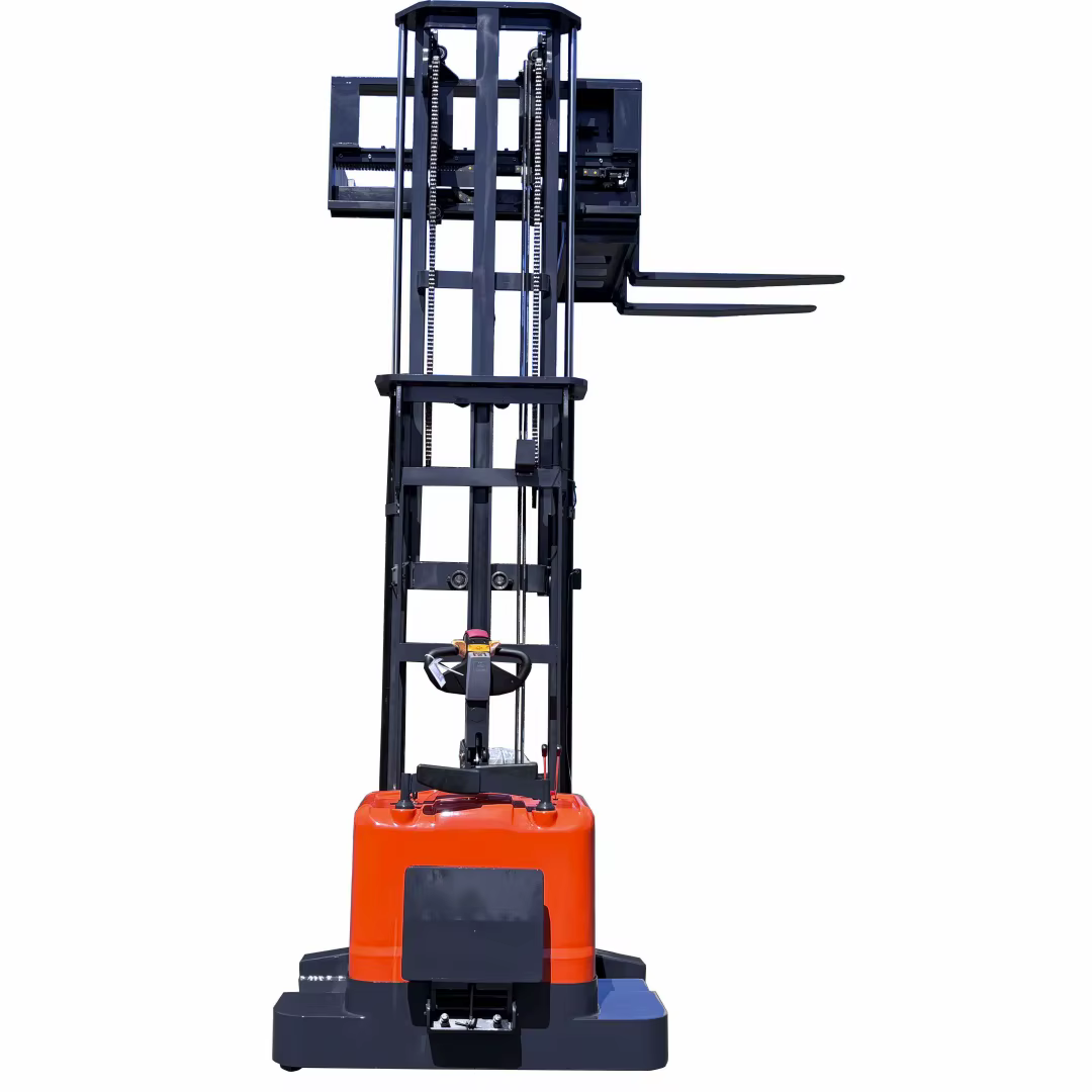 Compact Side Fork Stand-On Pallet Stacker