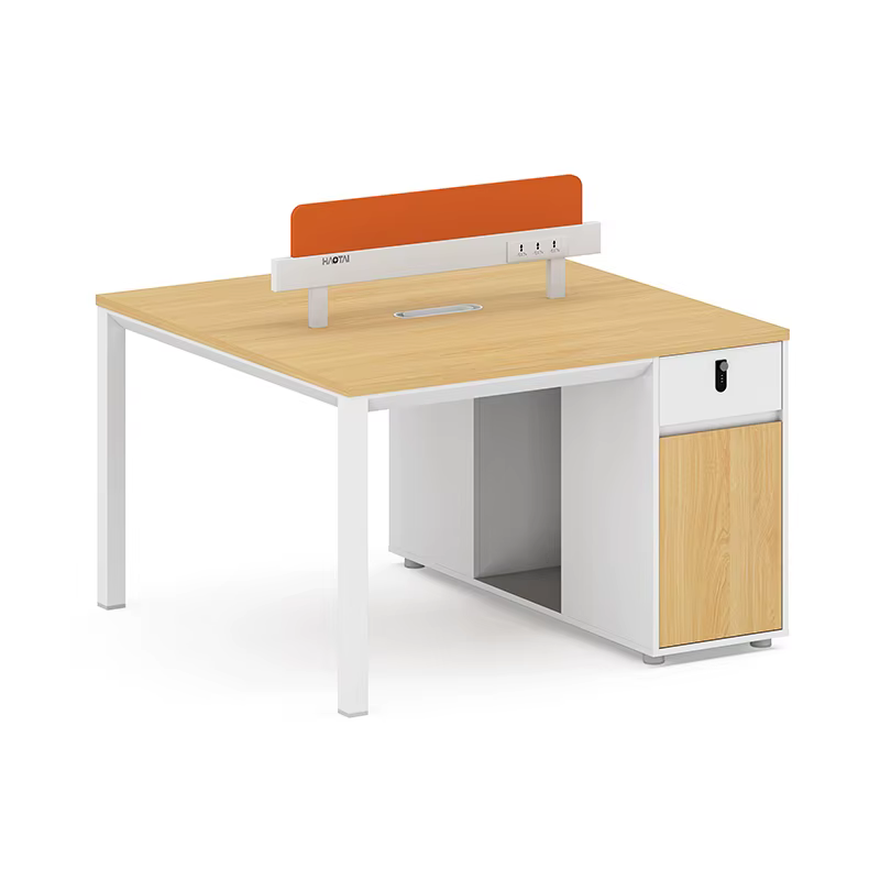Wooden Workstation Staff Desk and Drawer Set with Computer Partition