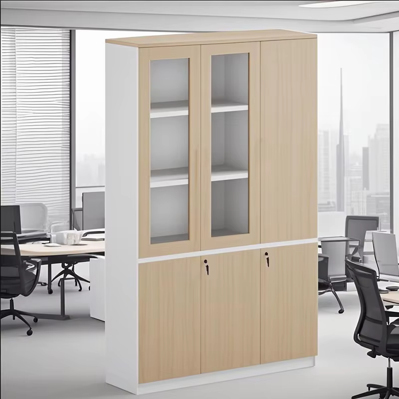 Wood and Metal Office Document Filing Cabinet