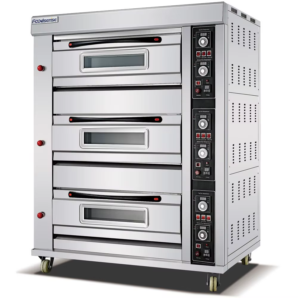 Commercial Professional High Quality 3 Deck 9 Trays Gas Oven Pizza Machine