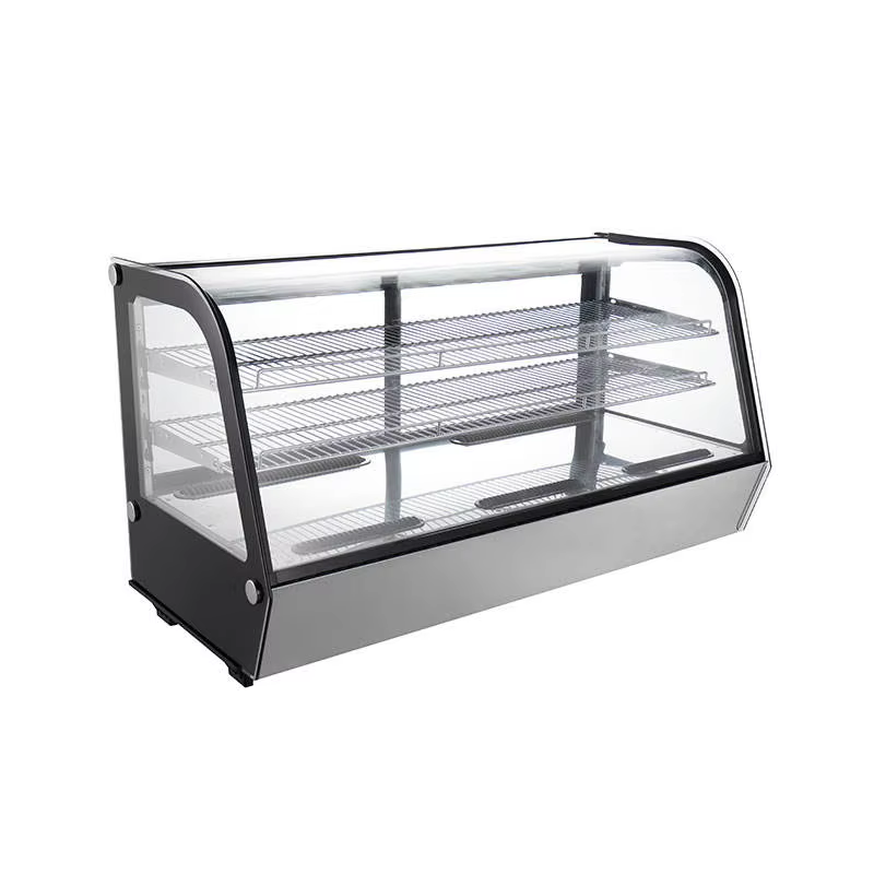 Commercial Table Top Curved Glass Cake Display Cooler Showcase