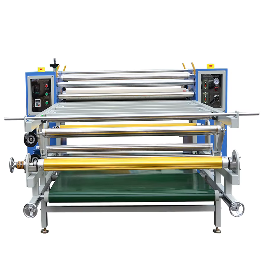 High Configuration Upper Feeding Table Roll To Piece Oil Heating Drum 420mm Sublimation Fabric Heat Transfer Calander