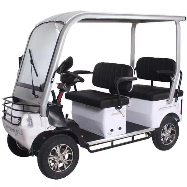 4 Wheels Electric Sightseeing Car Four-Person Seats Electric Tour Bus with Shed