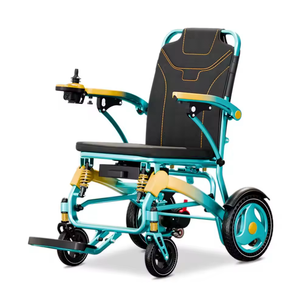 17.8 Kg Portable Aluminum Electric Wheelchair with 4-Wheel Shock-Absorbing Design