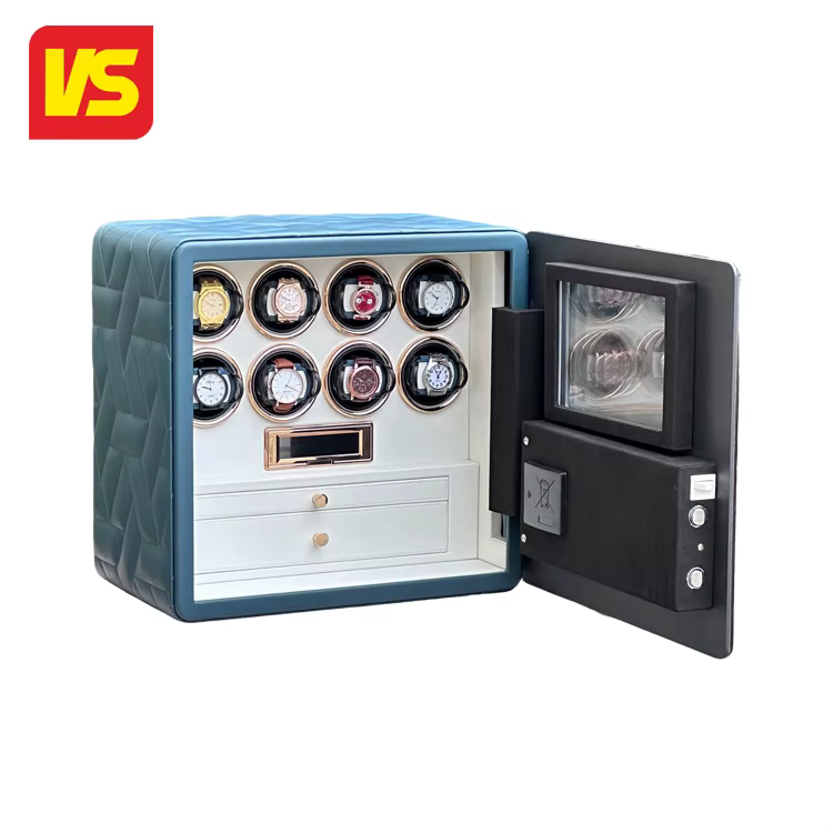 2025 Weierxin Microfiber Leather 8 Watch Winders Digital Fingerprint Combination Lock Safe Box