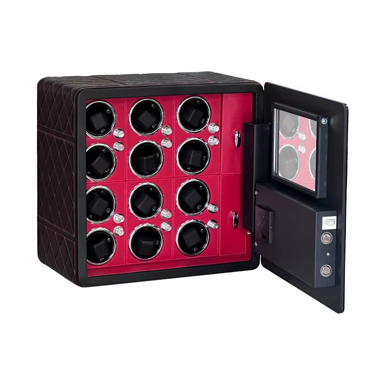 Weierxin Safe Tempered Glass LCD Digital Fingerprint Combination Lock Watch Winder Deposit Safe Box