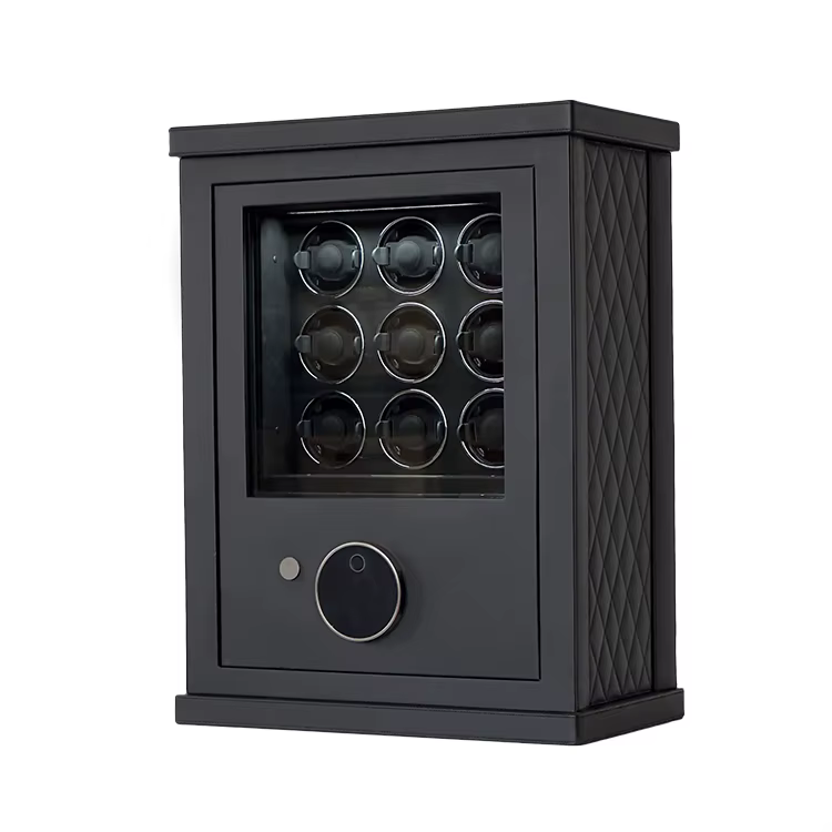 2024 Weierxin Light Luxury Leather Covered Digital Fingerprint Combination Lock Watch Winder Safe Box