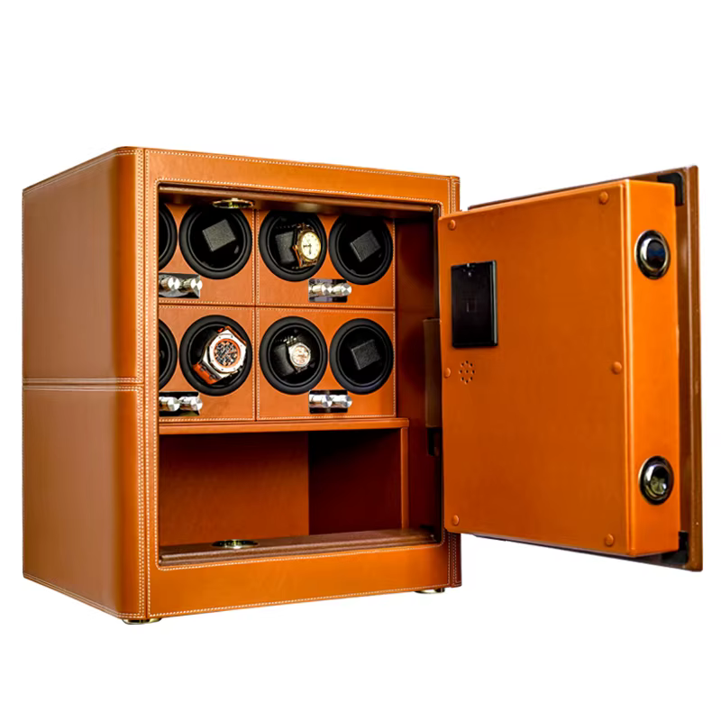 Watch Clockwork Cabinet and Jewelry Drawer Luxury Custom LED Lights with PU Leather Watch Winder Safe Box