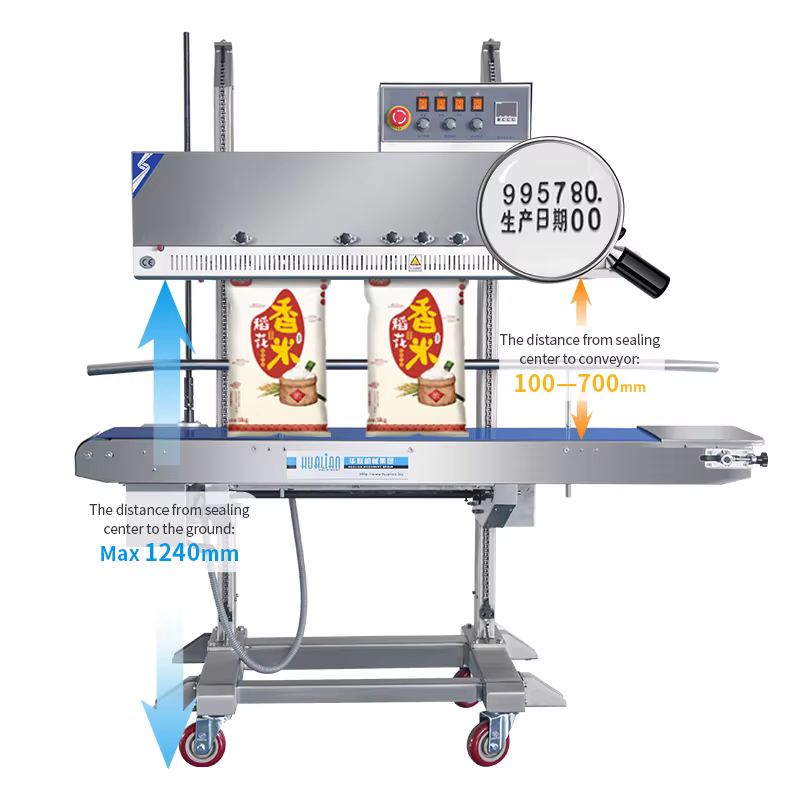 FRM-1120LD Plastic Coffee Chiles Standup Pouch Bag Continuous Vertical Band Sealing Machine with Date Printer