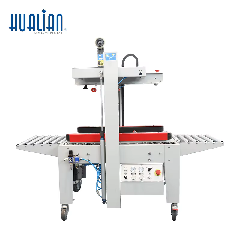 FXJ-5050QS Hualian Semi Auto Adhesive Tape Carton Box Sealing Machine