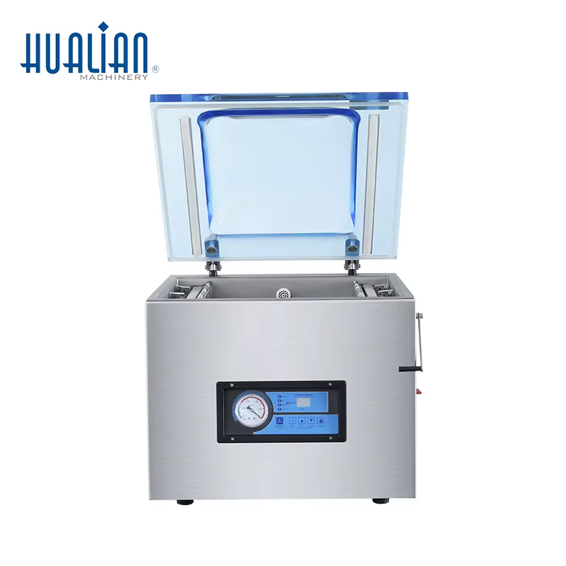 HVC-510T/2A Hualian Food Plastic Bag Skin Two Bars Table Style Vacuum Packing Machine