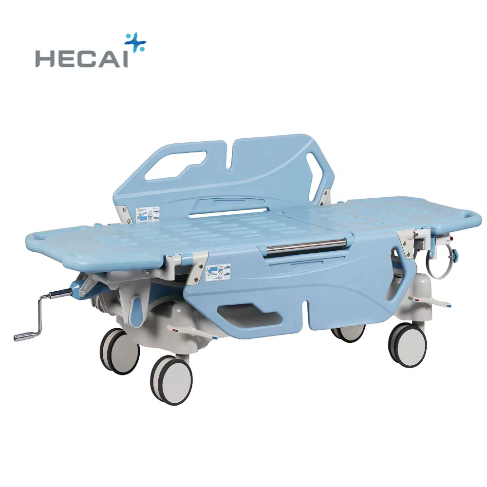 Manual Medical Transport Trolley Patient Ambulance Transfer Stretcher Bed with IV Pole