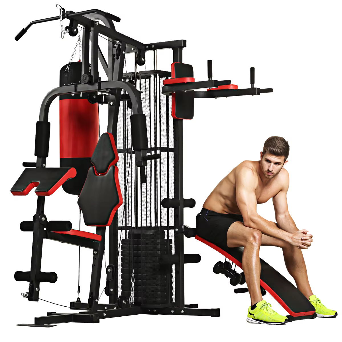 Multifunction 3 Station Home Gym Fitness Equipment