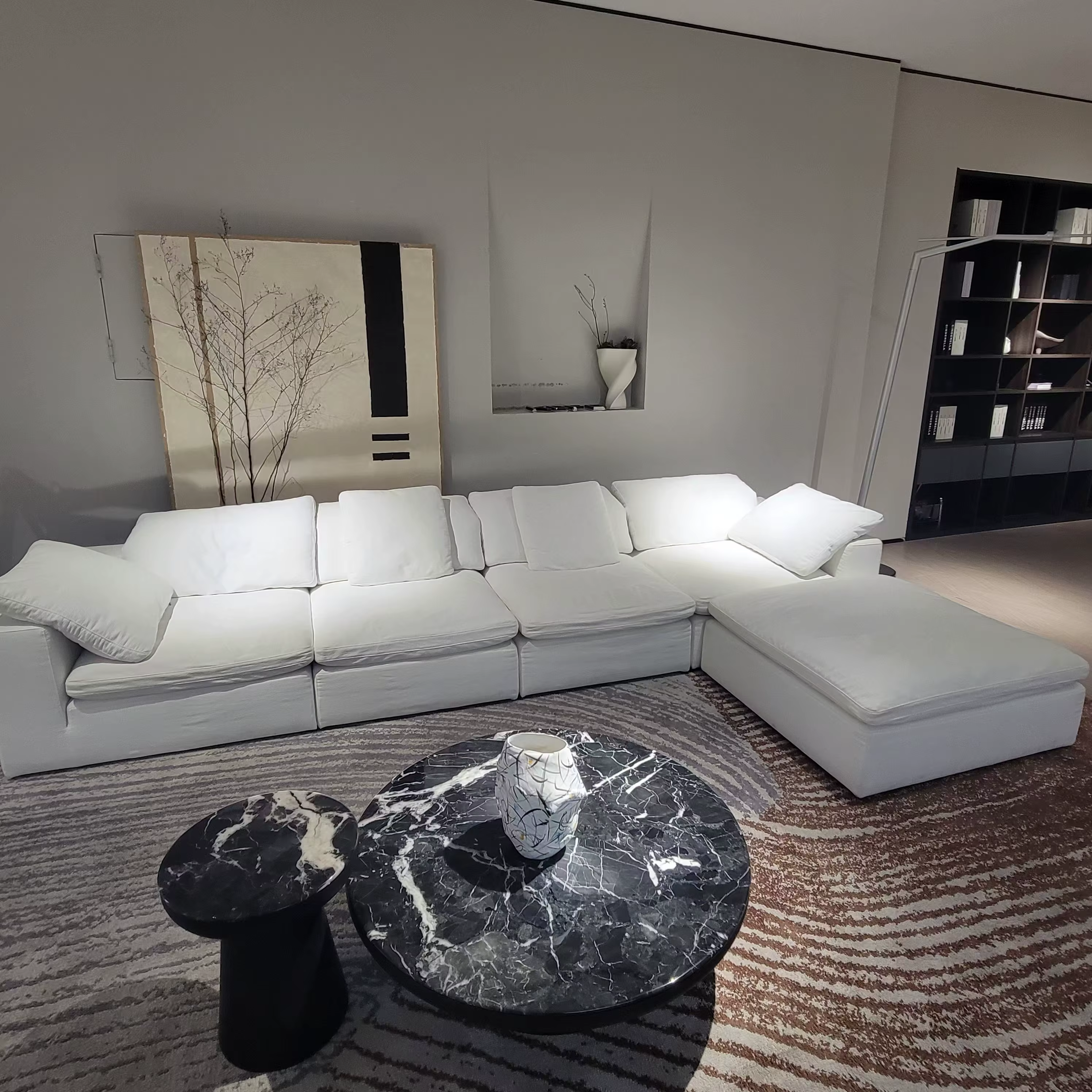 Furnistyle Nordic Minimalist Beige Modular Sectional Sofa Set