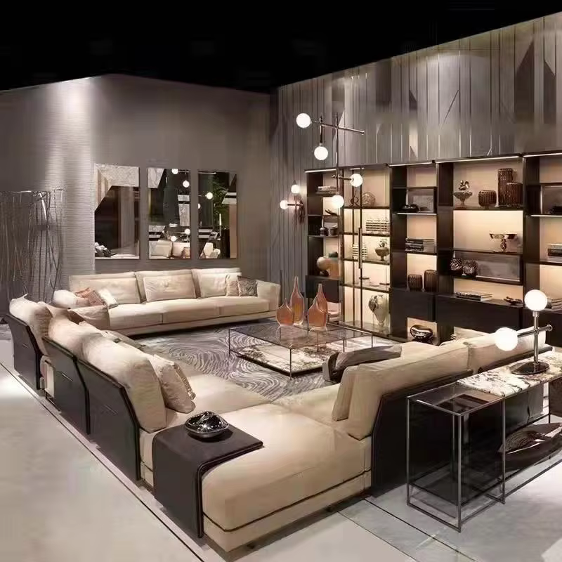 Furnistyle Nubuck Leather Deep Modern Modular Sofa Set